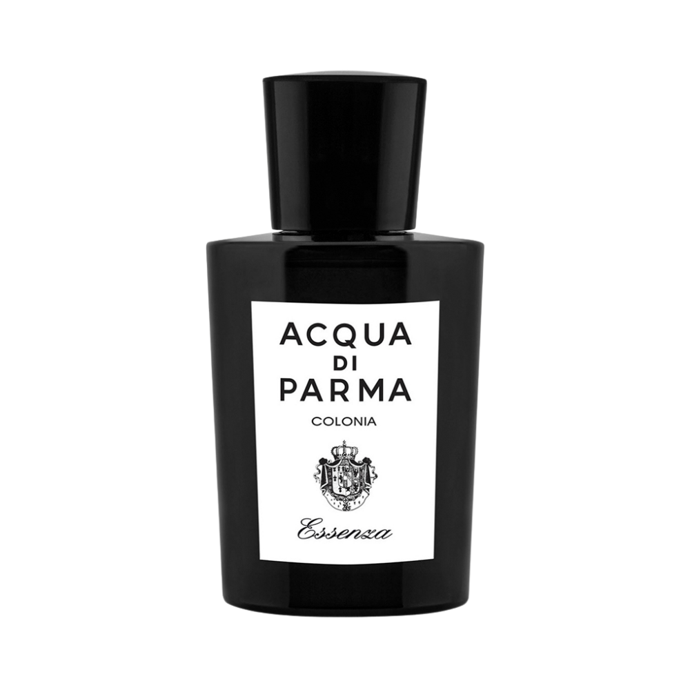 Acqua di Parma Colonia Essenza fragrance in a black bottle with a white label.