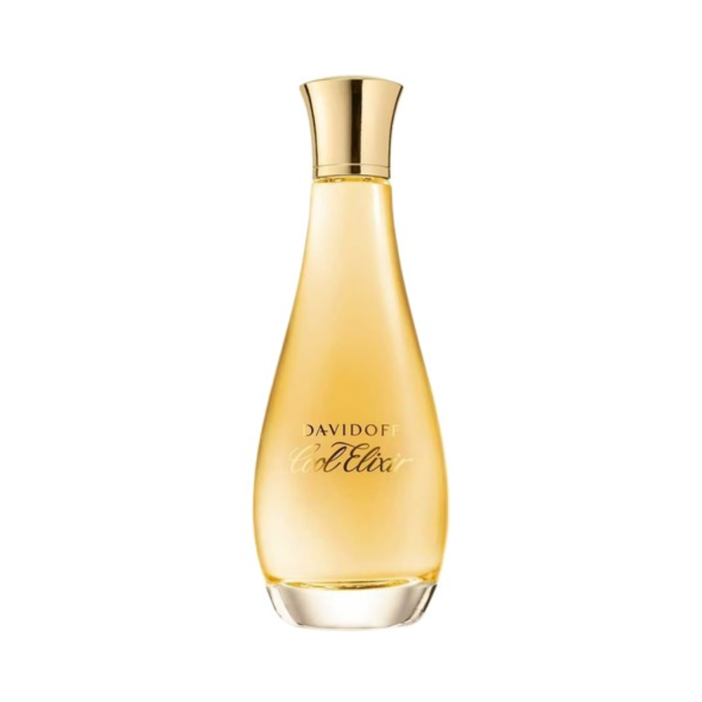 Davidoff Cool Elixir perfume bottle with golden cap and label.