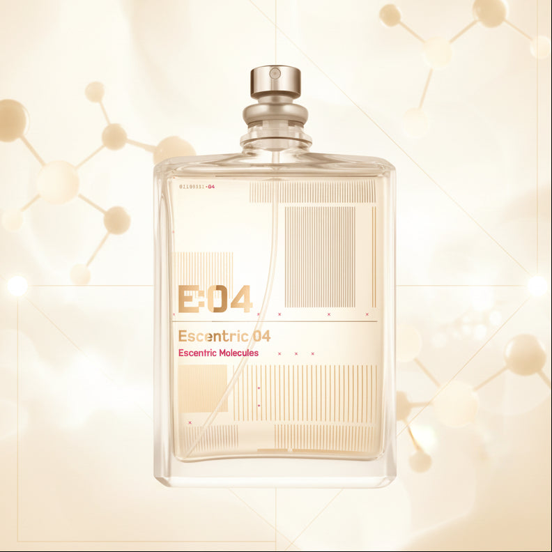 Escentric 04 perfume bottle with a minimalist design.