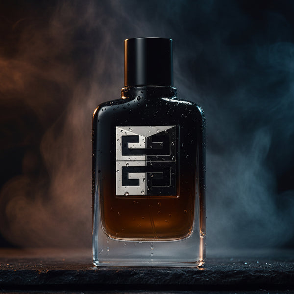 Black Givenchy Gentleman Society perfume bottle with silver logo.