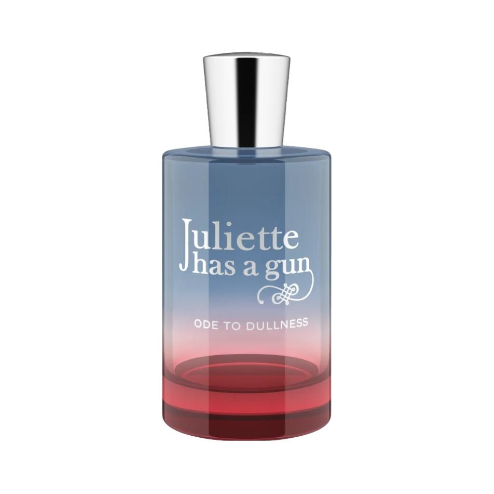Juliette Has A Gun Ode to Dullness perfume bottle with blue and red gradient glass.