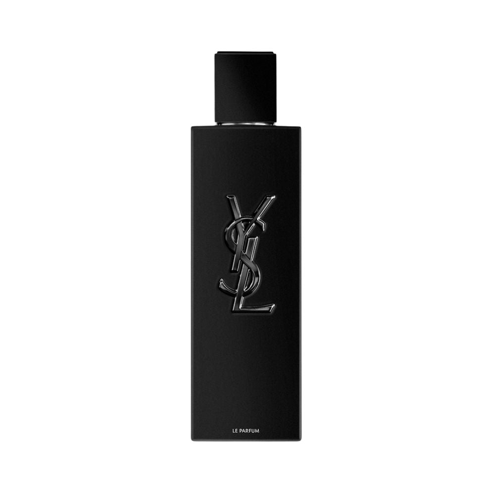 Black Yves Saint Laurent MYSLF LE PARFUM bottle with silver logo.
