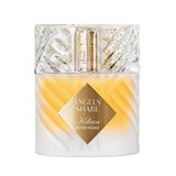 A bottle of Kilian Angels Share On The Rocks perfume with a clear, textured cap.