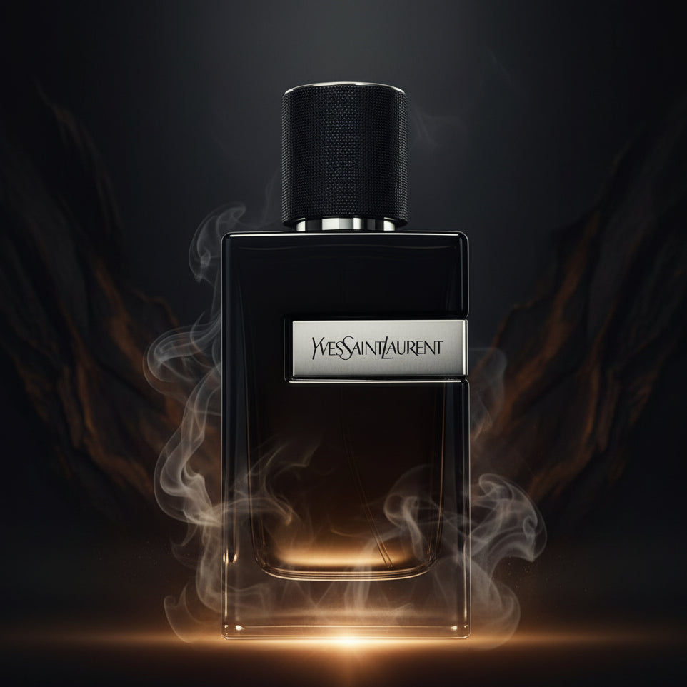 Y Le Parfum by Yves Saint Laurent, a black bottle of cologne.